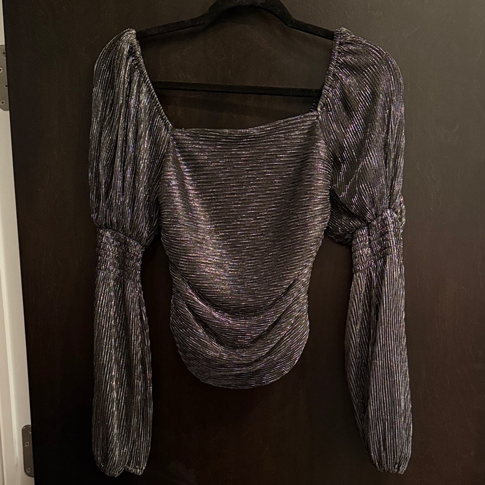 Line & Dot Black and Silver Shimmer Blouse